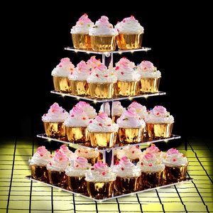 3 4 <span class=keywords><strong>5</strong></span> Tier Acrylic <span class=keywords><strong>cupcake</strong></span> đứng với LED ánh sáng lên bánh hiển thị, vuông Acrylic <span class=keywords><strong>Cupcake</strong></span> Chủ cho Giáng sinh đám cưới bên - Product Image 3