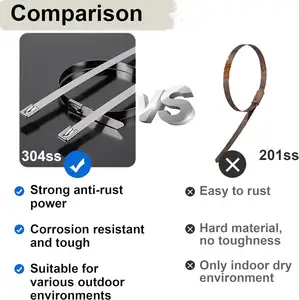 100 Pack Metal Cable Zip Ties 304 Stainless Steel Metal Zip Ties Premium Self-Locking Cable Ties