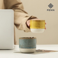 Tasse à café en céramique FENN personnalisée en argile 230 ml, tasse à café de restaurant japonais, tasse à thé rétro, grès coloré, poterie vintage grossière