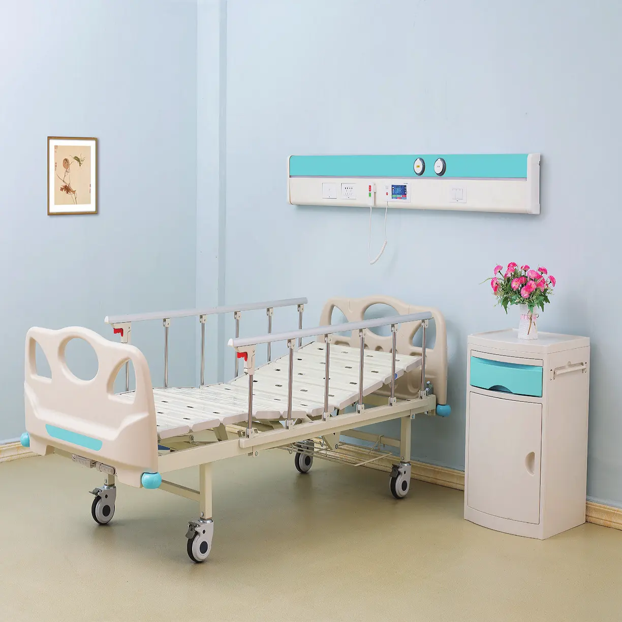 سرير المريض عيادة اثنين من وظائف ICU سرير الرعاية الطبية التمريضية 2 Crank للمريض
