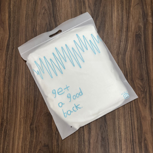 Custom Printed Frosted Matte Zipper Bag With Die Cut Handle, Plastic Ziplock Packaging Pouch For Clothing Apparel - Product Image 5