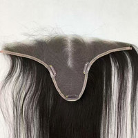 Prothèse capillaire en forme de T avec base en dentelle complète, système à clips pour le front, en cheveux Remy indiens, avec ligne de cheveux invisible, noir naturel, réponse rapide