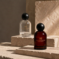 Flacon de parfum en verre à épaules arrondies avec capuchon sphérique noir 30ml 50ml 100ml, base lourde, atomiseur à fine brume, logo personnalisé