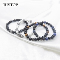 Pulsera de Moda con Cuentas de Piedra Natural de Ojo de Tigre, Forma Personalizada, Chapado en Acero Inoxidable, Ecológica