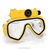 Masque de plongée sous-marine HD avec lentille en verre trempé sur ordonnance, en silicone et ABS, étanche, pour la plongée sportive et l'enregistrement vidéo en mer