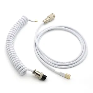 Kunden spezifisches gewickeltes Mini-Micro-USB-Spiral kabel Typ C für mechanische Tastatur mit GX12-Flieger