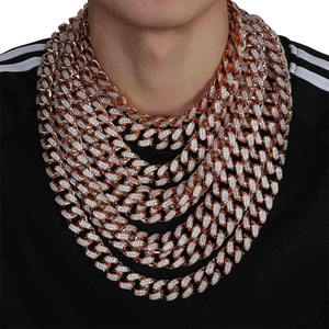 Amazon hiphop glacé cz 18k plaqué or chaîne de lien cubain nouveau or rose 14mm cz Cubain chaîne de conception pour les hommes - Product Image 4