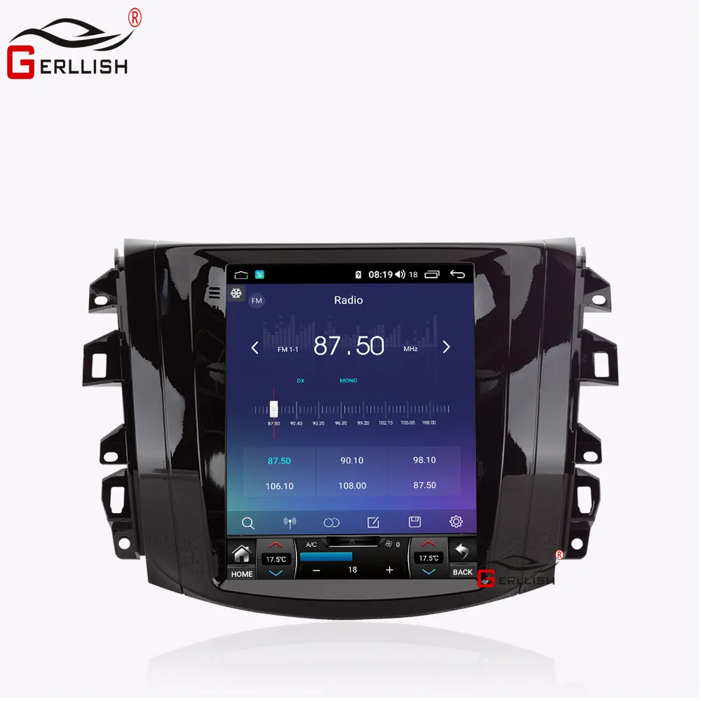 Gerllish rádio de carro estilo tesla, android, dvd, navegação gps, player para nissan navara, np300 terra pic-up d23 mk3 2014-2018