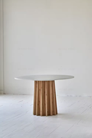 Meubles de salon scandinaves simples Table de salle à manger ronde en béton Ensemble de table à manger en bois