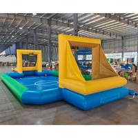 Structure gonflable aquatique robuste en PVC avec toboggan et terrain de football flottant - Fort aquatique de qualité commerciale