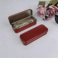 Boîte rectangulaire en fer blanc jetable, recyclable et écologique pour le rangement de bijoux, montres, boucles d'oreilles et papeterie, avec couvercle à charnière