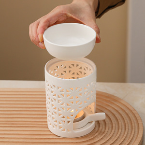Brûleur à <span class=keywords><strong>huile</strong></span> en céramique pour cire fondue, diffuseur d'arômes, brûleur d'huiles essentielles, brûleur de cire d'aromathérapie avec bol amovible, <span class=keywords><strong>lampe</strong></span> à parfum - Product Image 4
