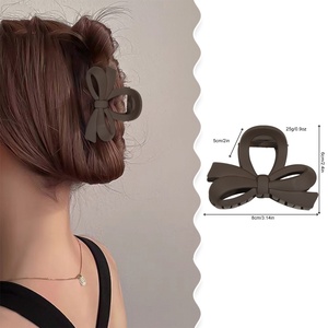 8cm Candy Colored Sweet <b>Bow</b> <b>Clip</b> Shark Design Temperament Frosted Plastic Environmental Friendly Hair Accessories for Prom - Product Image 2