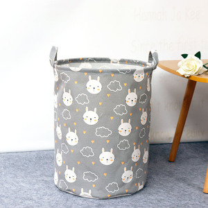 Panier de rangement de linge <span class=keywords><strong>en</strong></span> tissu de coton gris blanc Beige à la mode - Product Image 3