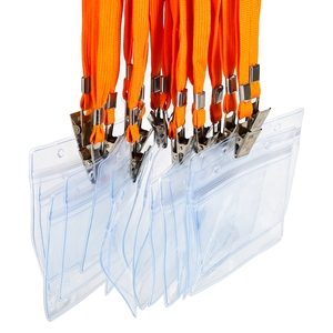 Porte-cartes de visite en gros pour le bureau, porte-badge <span class=keywords><strong>transparent</strong></span> en <span class=keywords><strong>PVC</strong></span> avec cordon, porte-carte d'identité avec cordon - Product Image 1