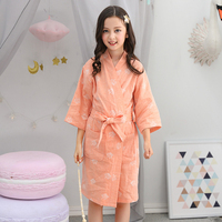 Peignoir léger en gaze de coton pur, jacquard teint en fil, motif mignon pour enfants