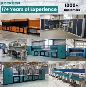 ROCKBEN Banc <span class=keywords><strong>de</strong></span> <span class=keywords><strong>travail</strong></span> modulaire avec éclairage <span class=keywords><strong>LED</strong></span>, alimentation électrique, rangement efficace, garage, atelier, armoire à outils avec panneau perforé - Product Image 4