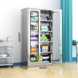 Armoires de rangement modernes en acier inoxydable pour hôpitaux, ateliers et extérieurs, à faible profondeur, avec serrures, pour médicaments, personnel, chaussures et outils, réglables - Product Image 2