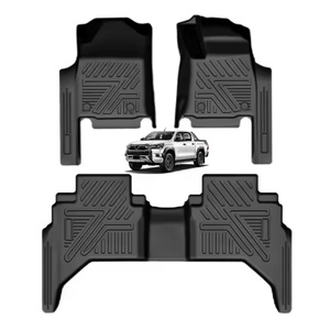 KQD Brand High Quality Waterproof 3.5mm Thick <b>TPE</b> Black Geometric Pattern Car Floor Mats Full Set for Revo 2016-2024 - Product Image 1