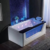 Baignoire de massage autoportante de luxe en acrylique pour hôtel, avec hydromassage et massage à air, lumières LED, design moderne
