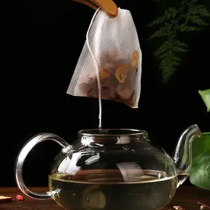 100 Pcs Tea Bag Coffee Filter Pouch Bag Coffee Tea Bag With Drawstring