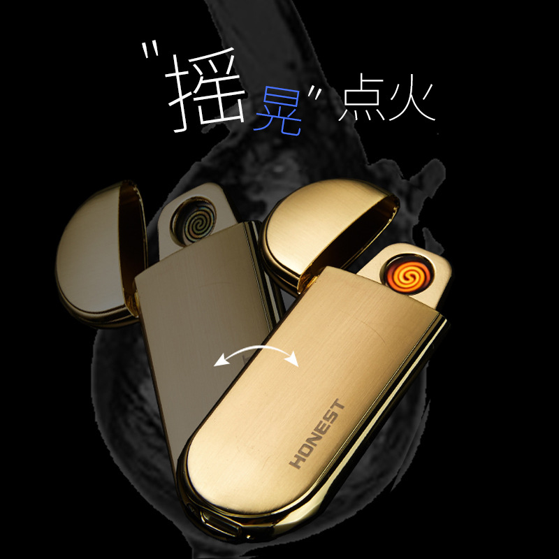 Аккумуляторная светодиодная Зажигалка Baicheng, современная, стильная, металлическая, ветрозащитная, ультратонкая, для мужчин/женщин, цифровой прикуриватель, подарок
