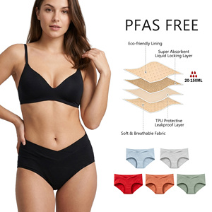 Culottes menstruelles Shanhao OEM sans PFAS, taille en V, absorption moyenne, écologiques pour femmes - Product Image 1