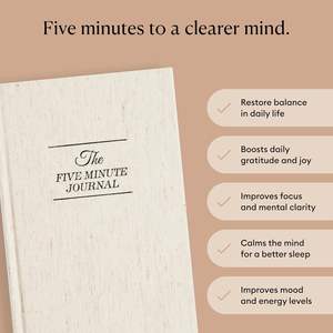 Personalized <strong>Five</strong> <strong>Minute</strong> Mindfulness Daily Affirmation Gratitude Custom Printed Linen <strong>Journal</strong> Undated Planner Gift Notebook - Product Image 2