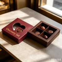 Boîte à tiroir en papier pliable avec logo personnalisé, dorure à chaud, 10 fenêtres, pour bonbons, chocolats et macarons, idéale pour les pâtisseries