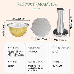 1SET Prix de gros Capsule de café réutilisable compatible avec la machine à expresso Vertuoline Vertuo avec joints en feuille de 59mm - Product Image 3