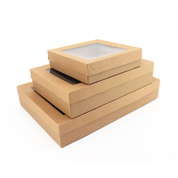 Boîtes d'emballage de gâteaux en papier Kraft, 8, 10, 12, 14 pouces, Logo personnalisé avec couvercle transparent, boîte à gâteaux de mariage, boîte à beignets, vente en gros