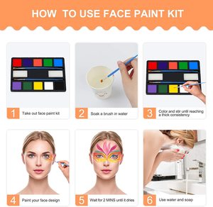 Kit <span class=keywords><strong>de</strong></span> <span class=keywords><strong>Pintura</strong></span> Facial a Base <span class=keywords><strong>de</strong></span> Agua No Tóxica para Halloween, Venta al Por Mayor OEM, <span class=keywords><strong>Pintura</strong></span> Corporal Vegana <span class=keywords><strong>de</strong></span> Larga Duración para Disfraces Infantiles - Product Image 4