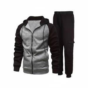 Ensemble de survêtement unisexe en coton épais à capuche, design 2 en 1, couleur unie, collection saison hivernale, fabriqué au Pakistan - Product Image 1