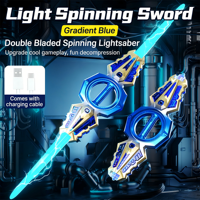 Sabre laser rotatif en plastique à double tranchant avec lumières LED clignotantes, rechargeable, pour enfants, idéal pour les fêtes et le cosplay