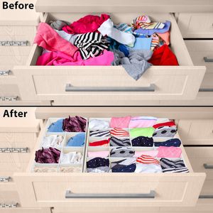 Juego de Organizadores de Cajones, Almacenamiento para Armarios, Cajas Plegables de Tela No Tejida, Divisores Multiceldas para Ropa Interior y Calcetines, OEM ODM para Venta al por Mayor - Product Image 3