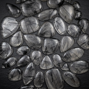 Natural Black Rutile Quartz Loose Cabochon Stones Smooth Polished Needle Inclusions Gemstone Wholesale - Product Image 3