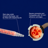 16 tubes mélangeurs statiques 1:1 de 50 ml avec buse et capuchon gris pour adhésif bicomposant 10:1 de 50 ml