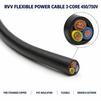 Kabel Daya Fleksibel 3 Core 2.5mm2 RVV 300/500V Cu/PVC/PVC Konduktor Tembaga Berisolasi PVC H05VV-F