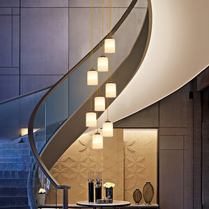 Staircase Chandelier Led Modern Minimalist Multi Head Pendant <b>Light</b> For Home Living Room Villa Interior <b>Lighting</b> - Product Image 2