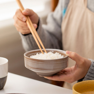 Juego de tazones de cerámica redondos estilo Wabi Sabi con esmalte craquelado, aptos para lavavajillas, vajilla duradera para uso doméstico y en restaurantes. - Product Image 3