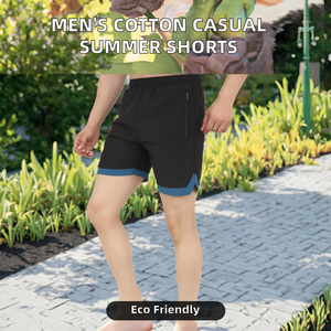 Men's Summer Casual Cargo <b>Shorts</b> Workwear Style Solid Color <b>Polyester</b>/Nylon Mid Elastic Waist Loose Fit Breathable Knitted - Product Image 2