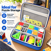 Tas Organizer Speed Cube Anti Benturan dari EVA dengan Ritsleting, Ruang Dalam yang Dapat Disesuaikan untuk Penyimpanan Mainan Puzzle dan Penggunaan Kompetisi
