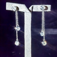 Boucles d'oreilles clous GRA en argent sterling 925, serties de moissanite VVS couleur D, testées positivement au testeur de diamant, avec pampille détachable, pour femme