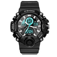 Olika jam tangan Digital Chronograph Analog pria, arloji olahraga LED bercahaya dengan kalender penyelam tali modis untuk anak