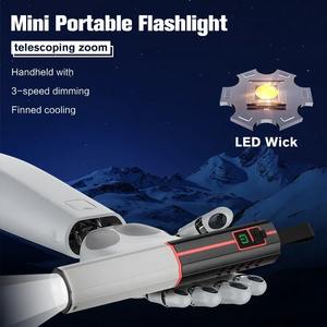 Linternas Tácticas con Zoom Telescópico, Linterna LED Recargable, 3 Modos de Iluminación, Largo Alcance, Impermeable, para Camping y Pesca - Product Image 6
