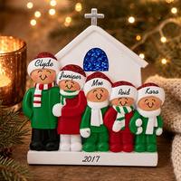 Ornement de Noël en résine de haute qualité pour la famille et l'église, motifs croix, cloche, fenêtre, chapeau, pull, écharpe, art populaire, durable, 6 couleurs