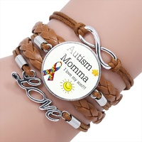 Bracelet tissé ajustable fait main pour la sensibilisation à l'autisme, bracelet à breloques Puzzle Love Autism pour enfants, cadeau