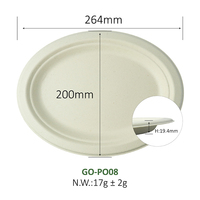 Assiettes ovales jetables et compostables en bagasse de canne à sucre (lot de 8) pour fêtes et déjeuners