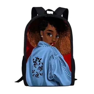 맞춤 인쇄 블랙 아트 아프리카 소녀 패턴 도매 저렴한 가격 학교 가방 배낭 십대 학교 가방 학생