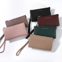 Dompet Panjang Wanita Model Baru Sederhana Bahan PU Lembut Kapasitas Besar Tahan Air dengan Ritsleting, Tas Clutch Multifungsi, Cocok untuk Perjalanan Antar Negara